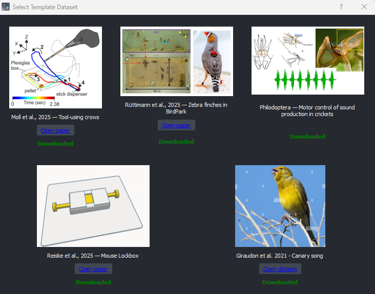 Template dataset selection